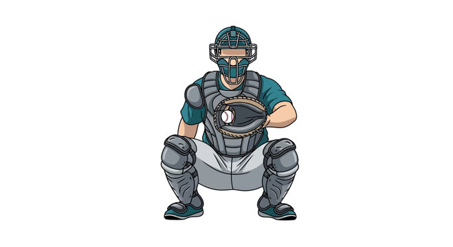 Baseball Catcher Ready To Catch The Ball