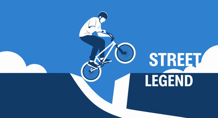 Fototapeta premium Bold Cyclist Executes Extreme Jump Demonstrating Skill And Determination
