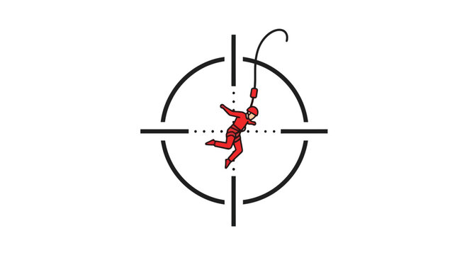 Bungee Jumper In Target Sight Aiming For Thrills Adventure
