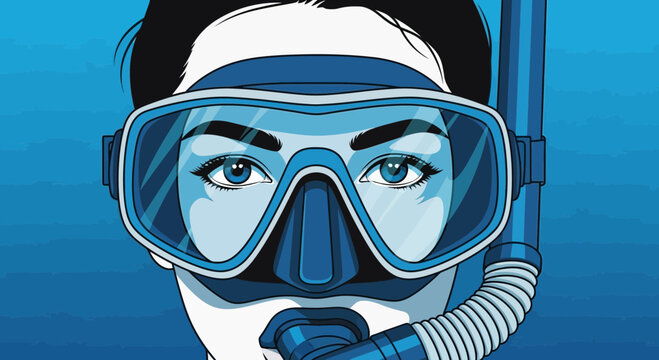 Captivating Portrait Of A Diver Emerging From Blue Waters