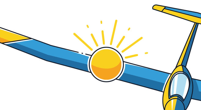 Cartoon Glider Aircraft Flying Bright Sunny Day Adventure