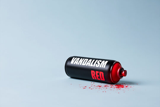 black spray can with the words Vandalism red, highlighting antisocial behavior and property damage