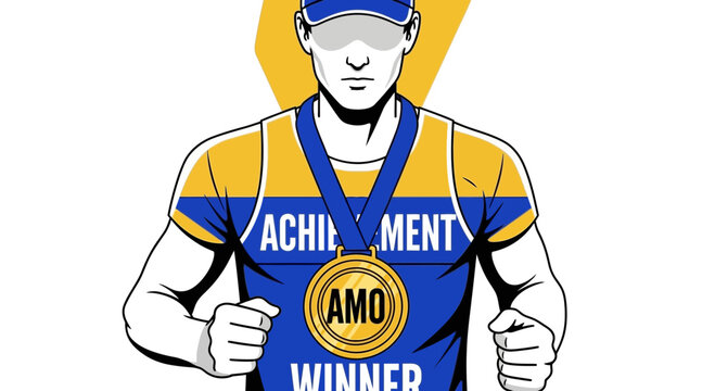 Champion Victorious Athlete Medal Winner Celebrating Success Triumph Achievement