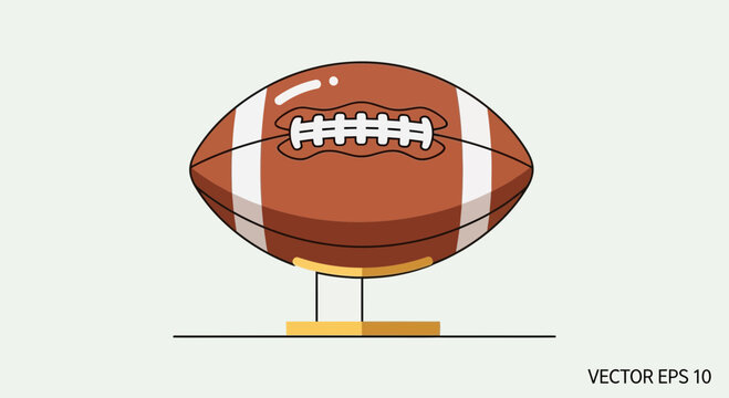 Classic American Football Displayed On Stand Isolated Vector Illustration