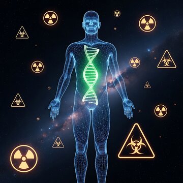 Human DNA and Radiation - A Scientific Visualization of Genetic Impact.