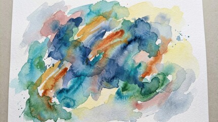 Fototapeta premium Vibrant Abstract Watercolor Painting with Colorful Brush Strokes