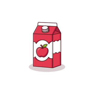 Apple Juice Carton Box Cartoon Vector Illustration. modern flat design