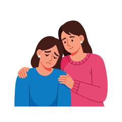 Obraz premium Woman comforting another woman.