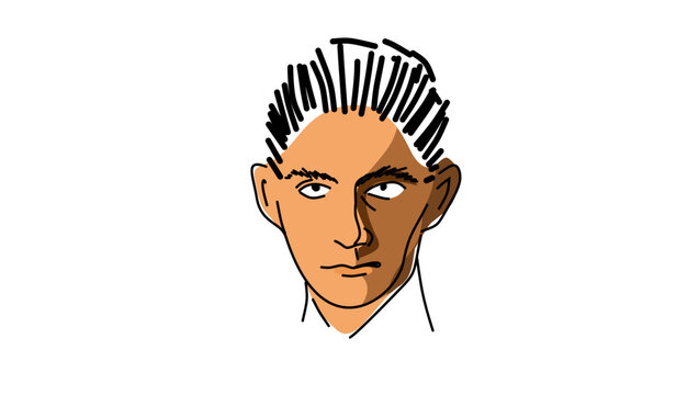 Franz Kafka portrait, flat vector illustration