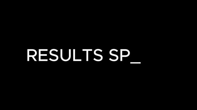 Typography displays the phrase results speak in white capital letters against a solid black background.