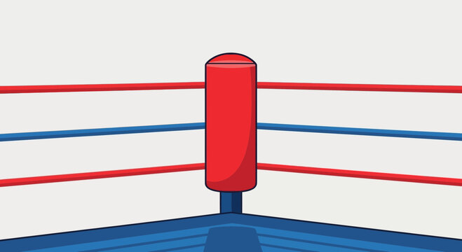 Corner Boxing Ring With Red And Blue Ropes For Competition And Training