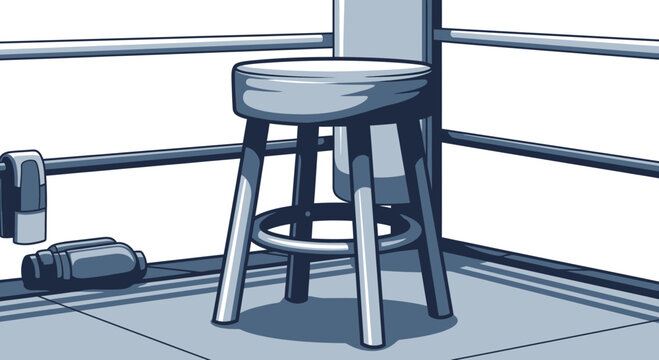 Corner Of A Boxing Ring With A Stool Ready For Action