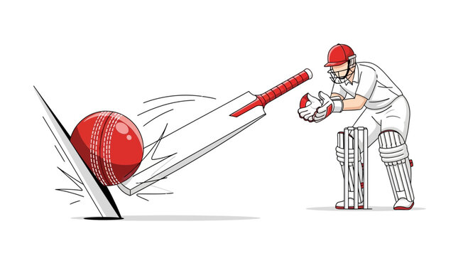 Cricket Game Action Dynamic Shot Bat Meets Ball Wicket Keeper Ready