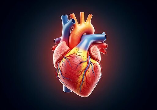 Human Heart Anatomy - Detailed Medical Illustration for Educational Purposes.