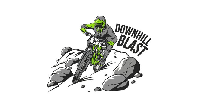 Downhill Mountain Bike Rider Epic Action Shot