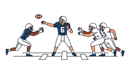 Fototapeta premium Dynamic American Football Play Action Illustrated Scene With Players In Motion