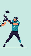 Obraz premium Dynamic American Football Players Competing For A Catch Action Shot Illustration
