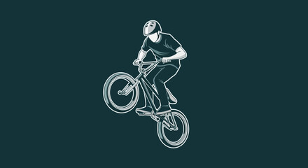 Fototapeta premium Dynamic Bicycle Rider Performing A Stunt