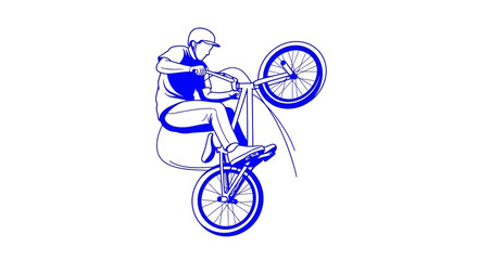 Naklejka premium Dynamic Bicycle Rider Performing Advanced Trick