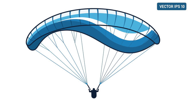 Dynamic Blue Paraglider Silhouette Soaring High Above