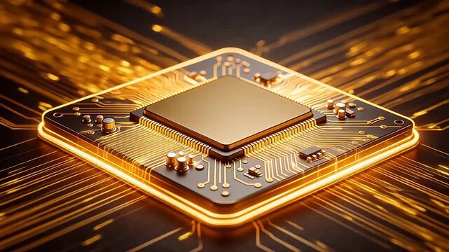 Microchip with glowing circuitry