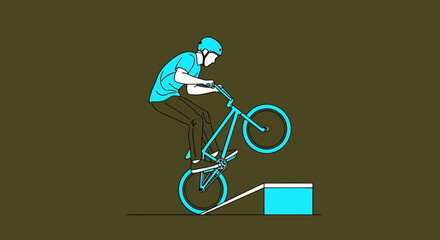 Naklejka premium Dynamic BMX Rider Performing Freestyle Stunt on Ramp Illustration