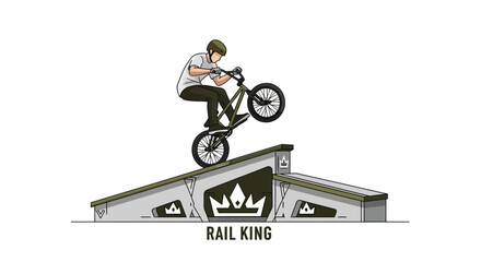 Naklejka premium Dynamic BMX Rider Performing Stunt on Ramp