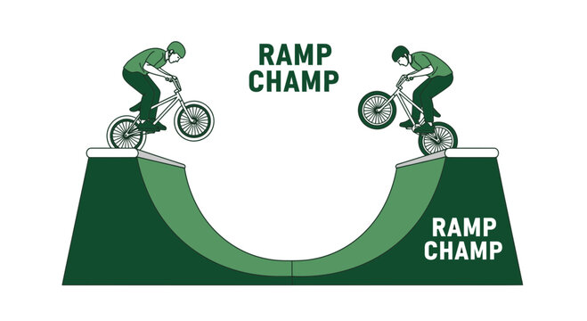 Dynamic Bmx Riders Performing Tricks On A Half Pipe Ramp