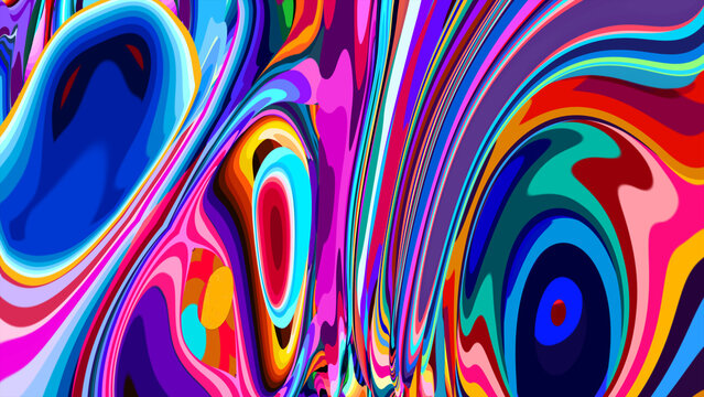 Vibrant abstract colorful swirl pattern with psychedelic design