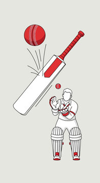 Dynamic Cricket Action With Wicket Keeper and Striking Bat