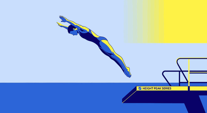 Dynamic Diver Plunges From High Platform Capturing Athletic Grace