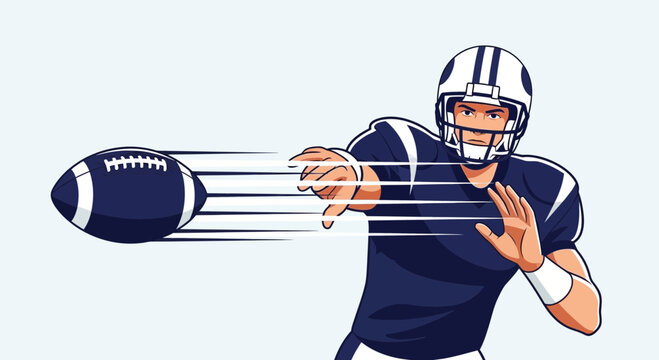 Dynamic Football Player Throwing Ball With Speed Lines