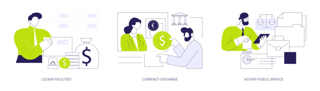 Bank services isolated cartoon vector illustrations se