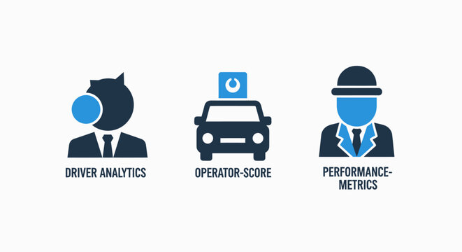 Business and driver performance analytics and operator score icons