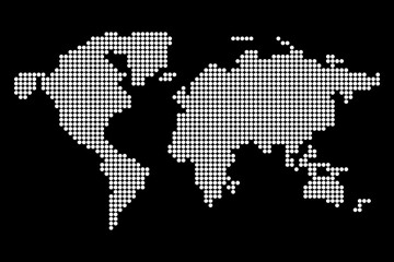 Fototapeta premium Vector dot transparent world map representing global connectivity, data networks, and digital communication. Ideal for technology, cybersecurity, analytics, and international business visuals.