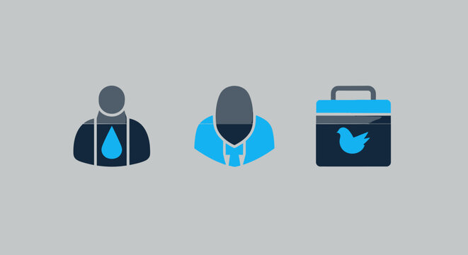 Set of three user account profile management and identity icons