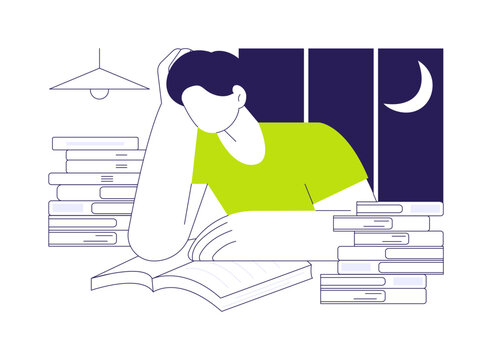 Study late at night isolated cartoon vector illustrations.