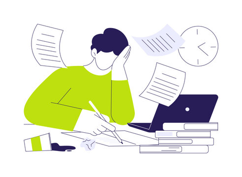 Study too much isolated cartoon vector illustrations.