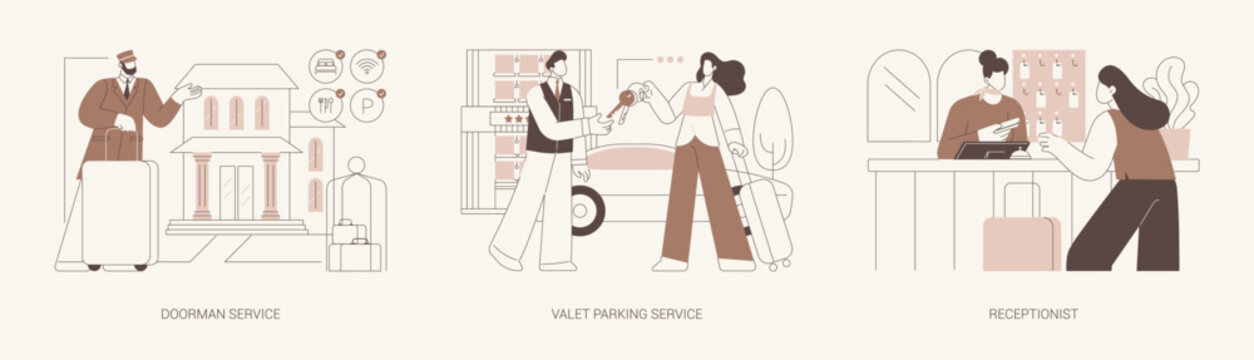 Hotel service isolated cartoon vector illustrations se