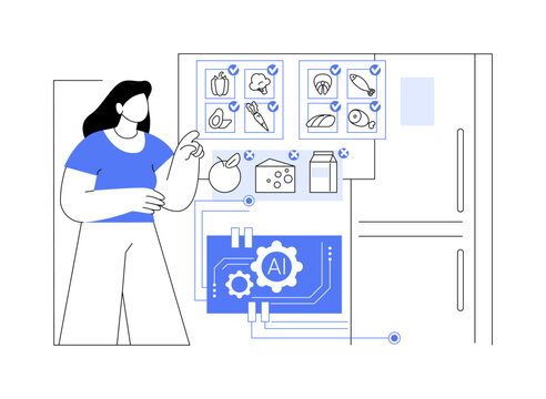 AI Refrigerator Inventory abstract concept vector illustration.