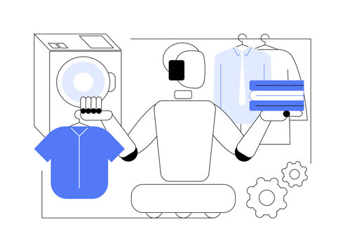 AI Laundry Folding Robot abstract concept vector illustration.