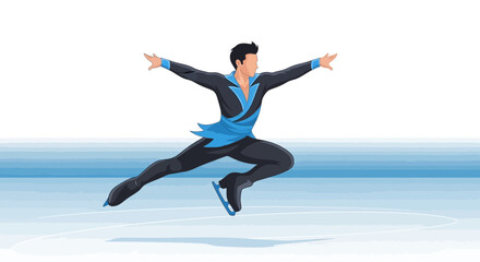 Fototapeta premium Dynamic Male Figure Skater Performing On Ice Rink