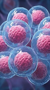 Stem cell, spherical microscopic structure, representing regenerative medicine, cellular differentiation capability, pluripotent potential, biomedical research focus, undifferentiated precursor.