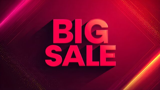 Big Sale Neon Lights Background with Glowing Text.