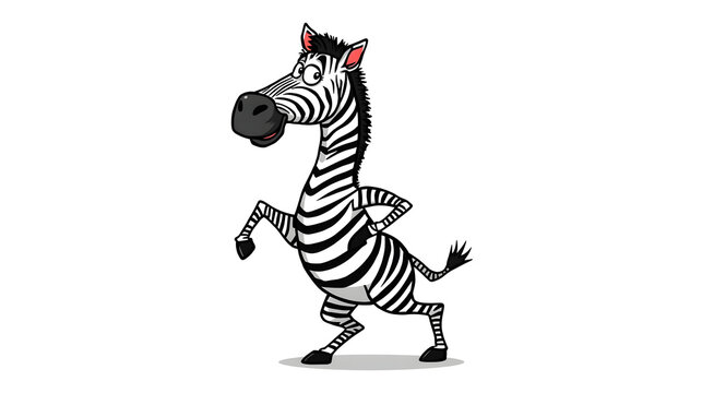 Cartoon zebra running on white background