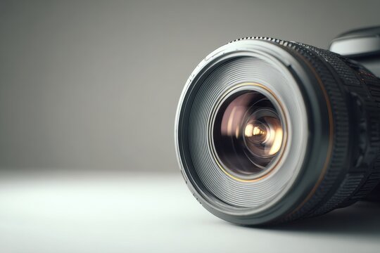 Macro shot of a cinema lens with visible aperture ring and glass elements