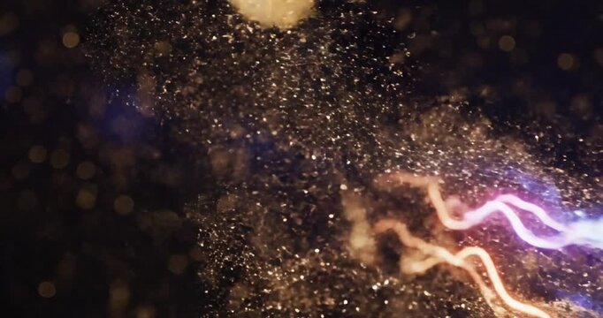 Electricity sparks in dark space.