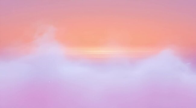 Dreamy pastel sunset clouds background, ethereal pink and orange sky animation, soft atmospheric vapor texture for cinematic transitions