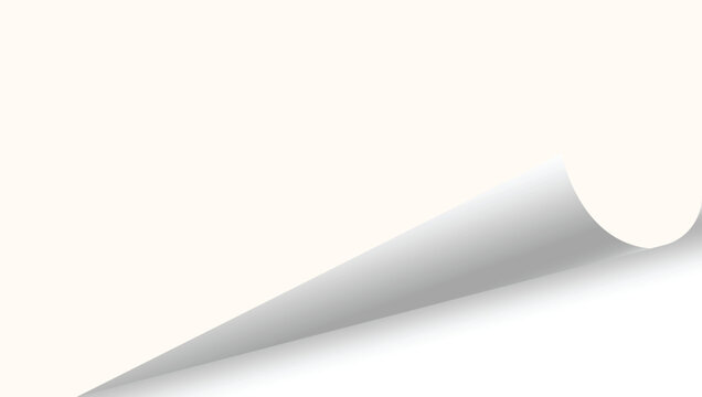 Curled corner cream paper with shadow vector graphic design.