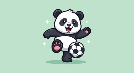 Cute Panda Playing Soccer Ball Illustration. © Caroline Studio